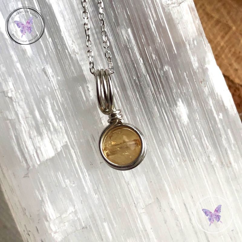 Citrine Sterling Silver Wire Wrapped Pendant